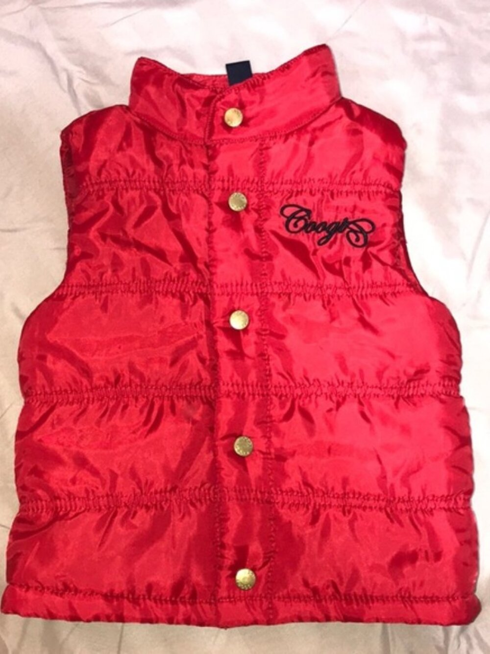 COOGI Red Puffer Gold Button Up Vest Jacket 3T
